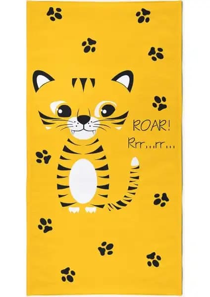 Vevien Home Sevimli Kaplan Dijital Baskılı Çocuk Plaj Havlusu Geniş ve Renkli Tasarımıyla Öne Çıkar