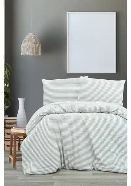Vivamaison Organik Gri Keten Çizgili Çift Kişilik Nevresim ve Yastık Seti Özellikleri