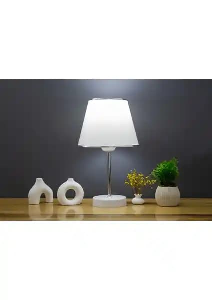 Vivido Abajur Beyaz Krom Safir Modeli Modern ve Şık Aydınlatma Çözümü