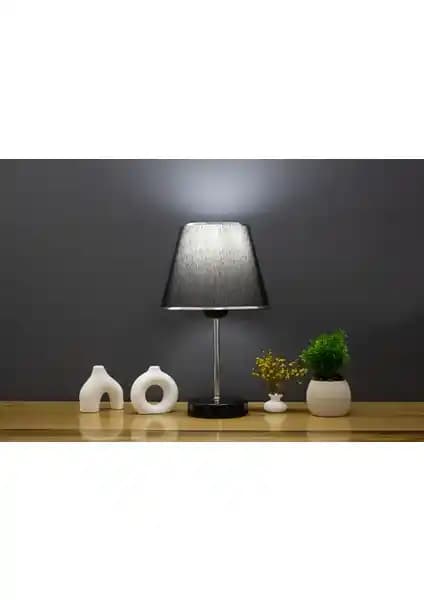 Vivido Siyah Krom Safir Abajur Modern ve Şık Dekoratif Aydınlatma Çözümü