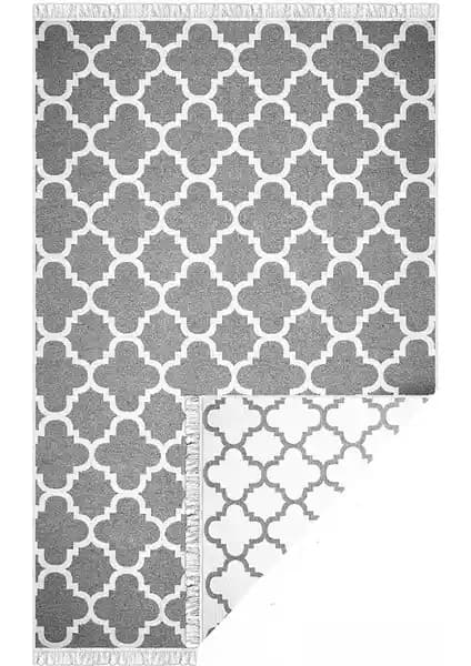 Voho Tekstil Gri Beyaz Lidya Motifli Çift Taraflı Dokuma Kilim Ev Dekorasyonunda Şıklık