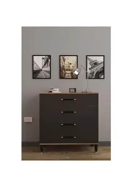 Wood House Melodi Şifonyer Antrasit Modern ve Çok Yönlü Mobilya Çözümü