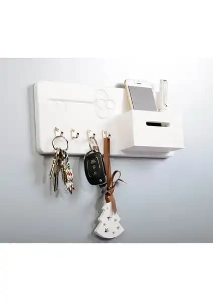Woodcraft Beyaz Rustik Ahşap Anahtarlık: Doğal ve Şık Tasarım ile Fonksiyonellik