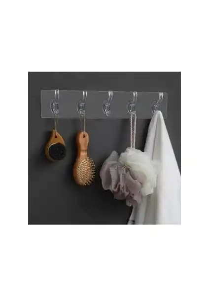 Yakut Silikon Askılık 5'li Modern ve Pratik Duvar Düzenleyicisi