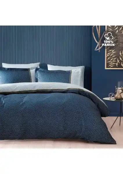 Yataş Bedding Arch Çift Kişilik Saten Nevresim Seti Lacivert Modern ve Şık Tasarım