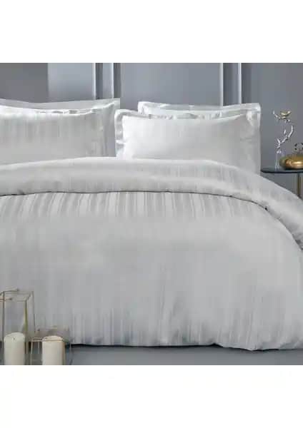 Yataş Bedding Shelly Bambu Saten Çift Kişilik Nevresim Takımı Gri Renkli Modern Tasarım