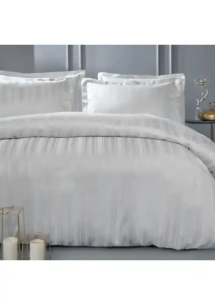 Yataş Bedding Shelly Bambu Saten Çift Kişilik Nevresim Takımı Gri Renkli Modern Tasarım