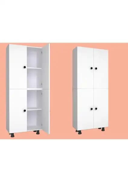 Yeni Vitrin %100 MDF 4 Bölmeli Beyaz Kiler Dolabı Modern ve Dayanıklı Tasarım