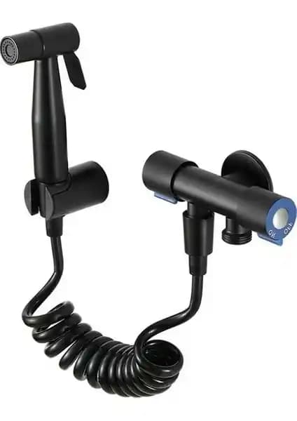 Yongtai Semgears 2M Paslanmaz Çelik Tuvalet Musluk Seti Siyah Modern Tasarım