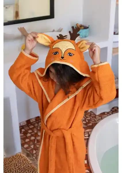 Zengin Home Kapüşonlu Çocuk Bornozu: Renkli ve Yumuşak Pamuklu Sevimli Tasarım