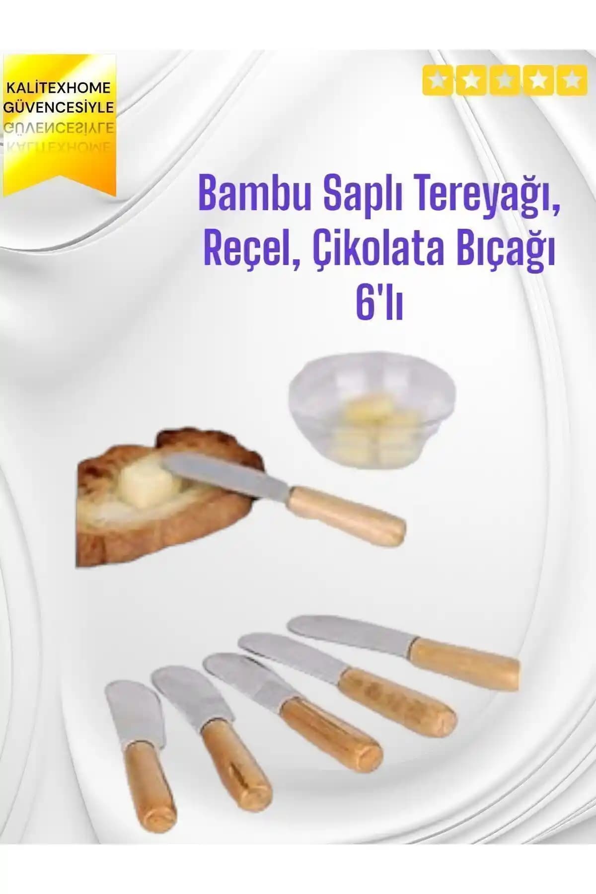 Bambu Saplı Çelik Sıyırma Bıçakları Seti Mutfakta Pratik ve Şık Kullanım İçin Ideal