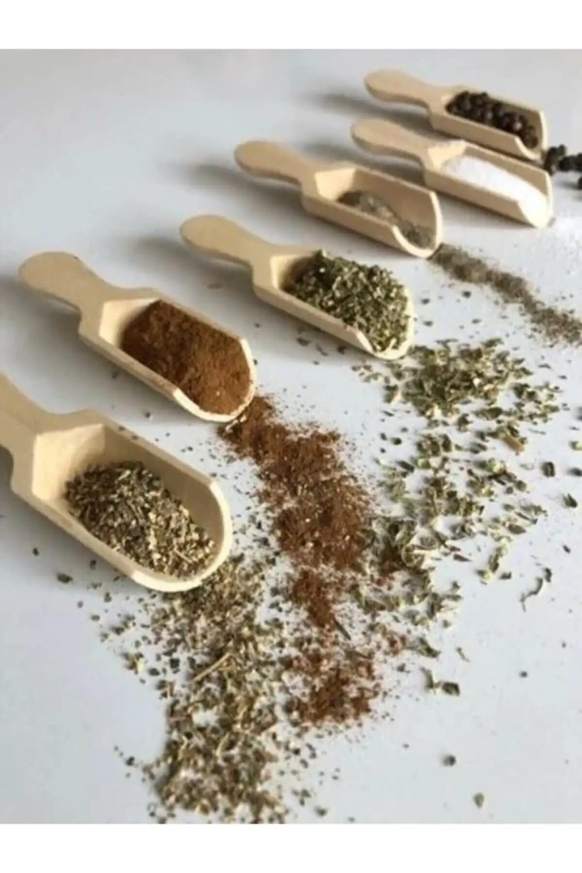 Kamptek 6'lı Ahşap Baharat Küreği ve Kaşığı Seti Doğal ve Şık Mutfak Gereçleri