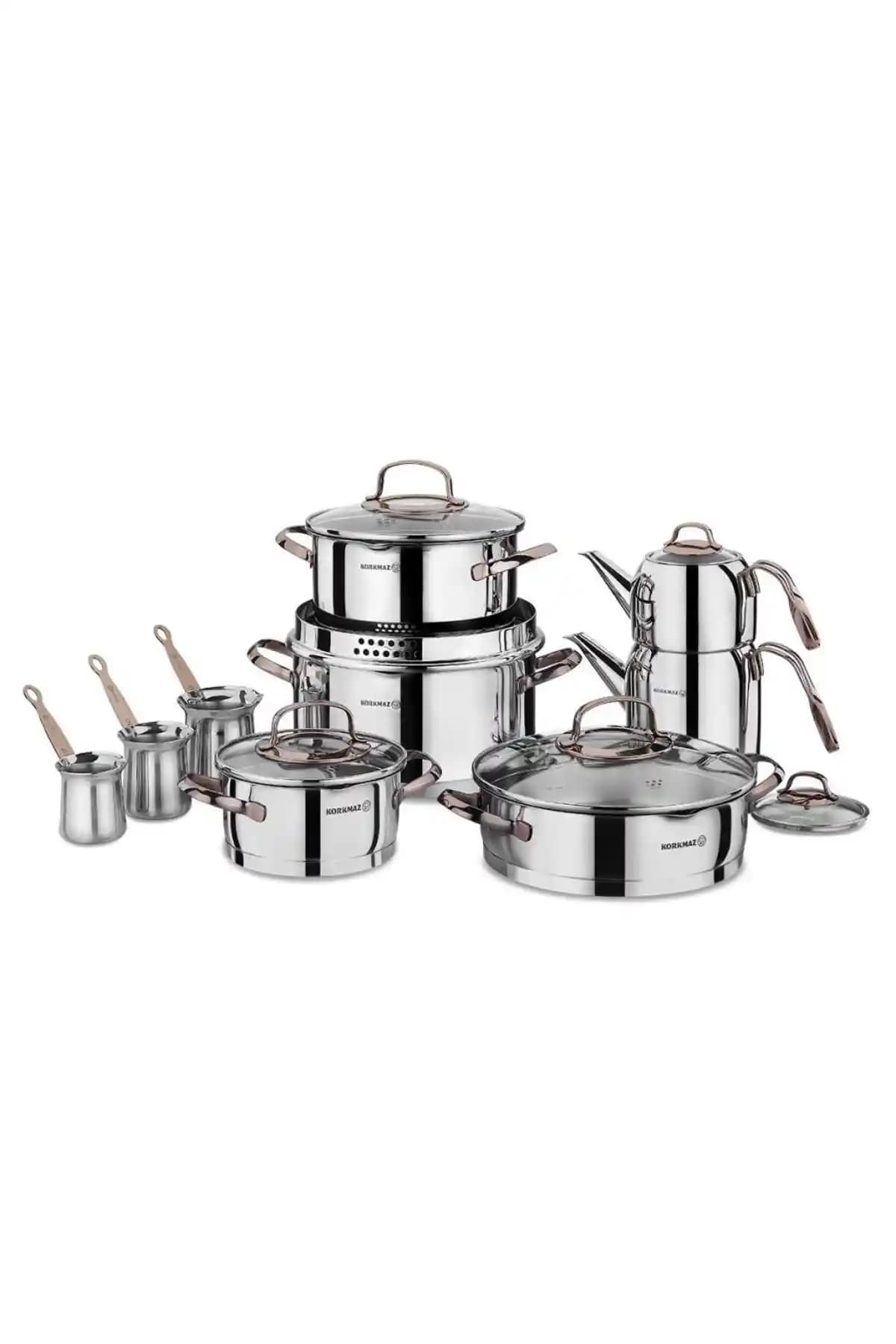 KORKMAZ Rosanna 15 Parça Çelik Çeyiz Seti: Dayanıklı ve Şık Mutfak Aksesuarları
