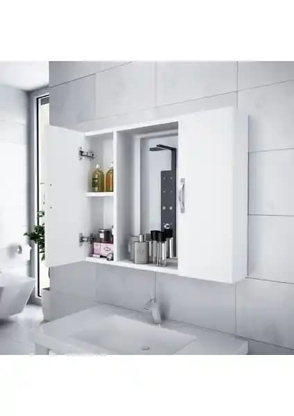 Alesta Life Beyaz Aynalı Banyo Dolabı Modern ve Fonksiyonel Tasarım