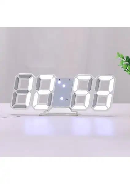 Valkyrie Beyaz LED Dijital Dekoratif Masa ve Duvar Saati - Modern Tasarım ve Kullanışlılık