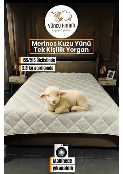Yüncü Hanım’dan %100 Merinos Kuzu Yünü ile Sağlıklı ve Konforlu Tek Kişilik Yorgan