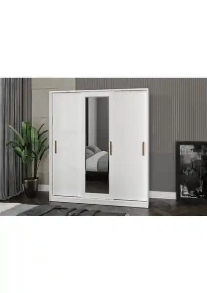 Afili Blanka 3 Kapılı Sürgülü Aynalı Gardrop - Dayanıklı ve Estetik Tasarım