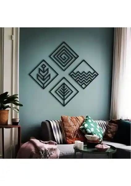 Artan Hediyelik 4 Element Ahşap Duvar Dekoru Modern ve Doğal İç Mekan Dekorasyonu
