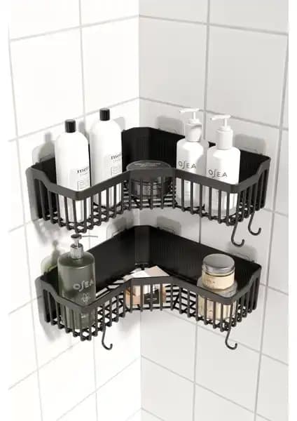 Ata Home Banyo Köşe Yapışkanlı Rafı - Dayıklı ve Estetik Tasarım Çözümü