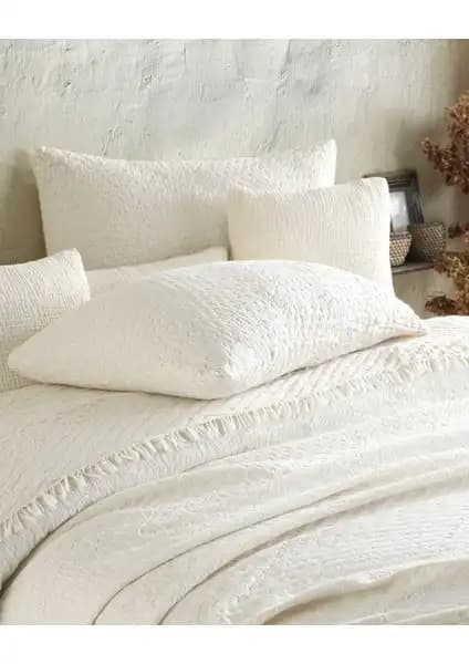 Destiny Hometex Bej Jakarlı Naturel 4 Katlı Multi Muslin Yatak Örtüsü – Sağlıklı ve Şık Dekorasyon