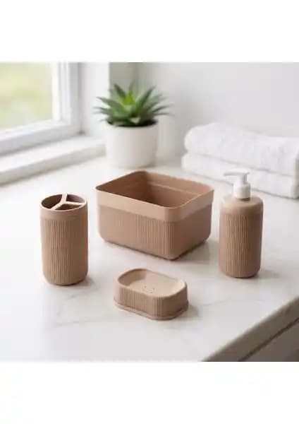 NY Home 4'lü Bej Banyo Seti Modern ve Şık Tasarımıyla Dikkat Çekiyor