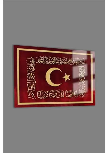 Osmanlı Sancağı Temalı Cam Tablo Modern Dekorasyon ve Dayanıklılık Özellikleri