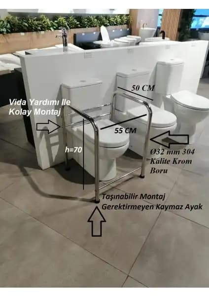 Otobir Portatif Taşınabilir Yaşlı Engelli Hamile Tutunma Barı Güvenlik ve Konfor İçin Tasarlandı