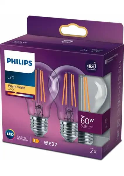 Philips Filament 60W Çiftli Ampul Sarı Işık Estetik ve Fonksiyonellik
