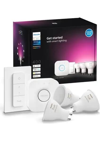 Philips Hue 4.2W GU10 Renkli Akıllı Spot Ampul 3'lü Başlangıç Seti ile Modern Aydınlatma Çözümleri