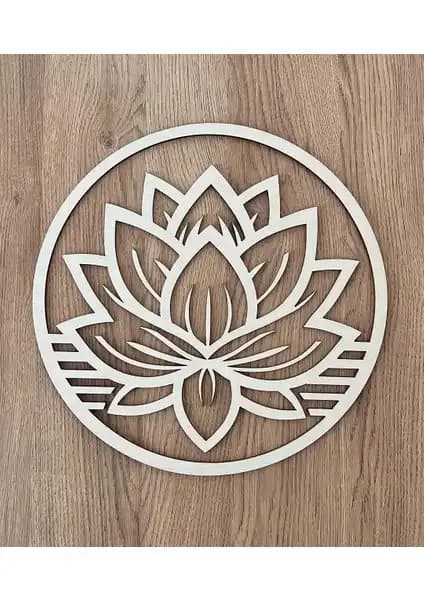 Pinevi Lotus Temalı Minimalist Ahşap Tablo Modern ve Dayanıklı Dekoratif Sanat Eseri