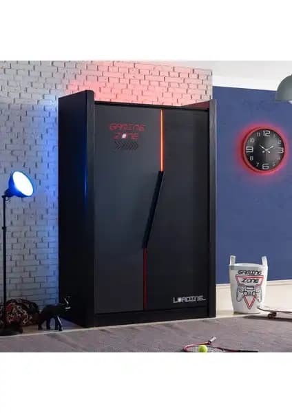 Setay Gardırop Gamer 2 Kapaklı Ledli Dolap Modern ve Fonksiyonel Depolama Çözümü