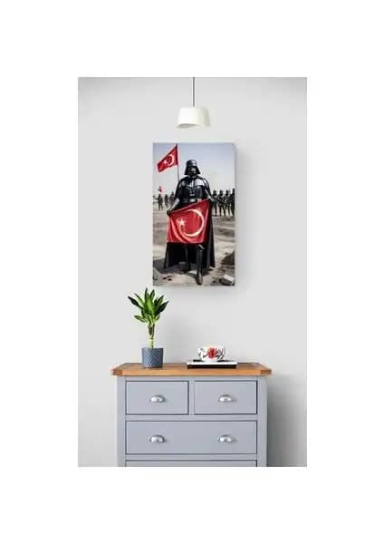 Vitraycım Darth Vader Cam Tablo Türk Bayraklı Güçlü Dekorasyon Parçası