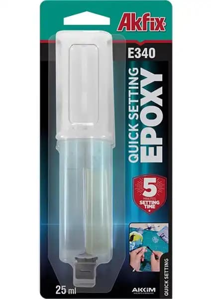 Akfix E340 Hızlı Epoksi Yapıştırıcı 25ml Şırınga Güçlü ve Çok Yönlü Kullanım İçin
