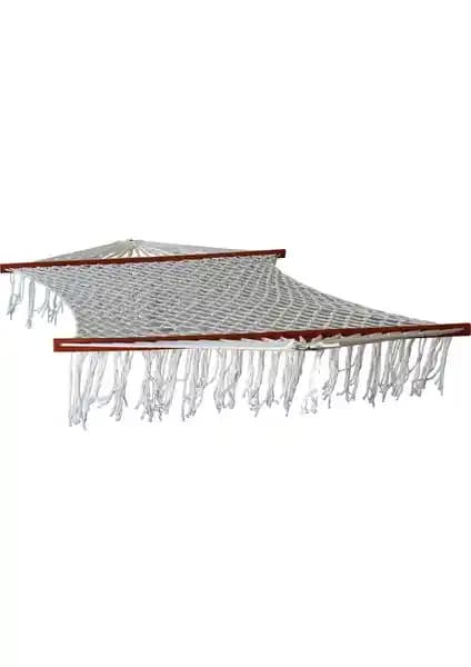 Altınoluk Hamak Çift Kişilik Püsküllü Beyaz Estetik ve Dayanıklı Dış Mekan Dekorasyonu