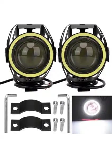 Autoline Motosiklet Sis Farı Sarı Angel Kafesli Mercekli LED Güç ve Estetik Birlikteliği