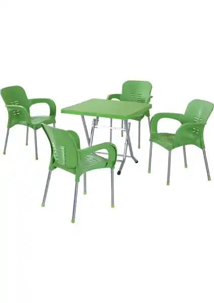 Bahçe ve Teraslar İçin Dayanıklı Metal ve Plastik Ayaklı Masa ve Sandalye Seti