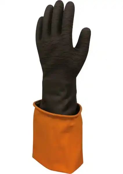 Beybi Korun Uzun Siyah Tırtıklı Eldiven 60 cm Güvenli ve Çok Yönlü İş Eldiveni