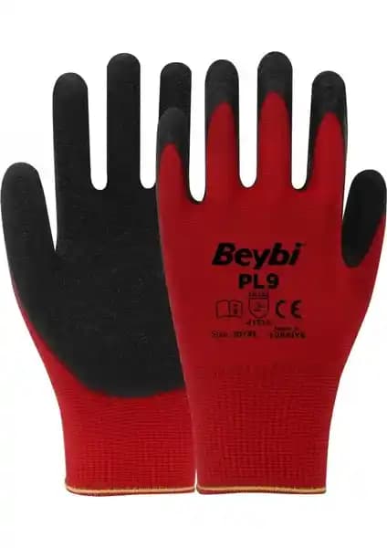 Beybi PL-9 Örme Kırmızı Siyah Nitril Eldiven Endüstriyel Kullanım İçin Güçlü ve Güvenilir