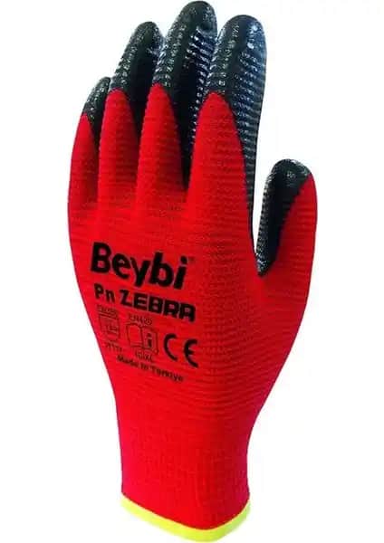 Beybi Zebra Kırmızı Nitril İş Eldiveni: Güvenlik ve Verimlilik İçin Yüksek Performanslı Koruyucu
