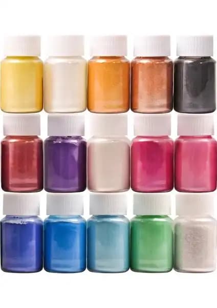 Brtrkimya 15 Renk Sedefli Epoksi Metalik Toz Pigment Seti Yaratıcı Projeler İçin Uygun