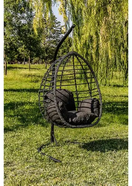 BTK Concept Eylül Tek Kişilik Rattan Salıncak Bahçe ve Dış Mekanlar İçin Şık ve Dayanıklı Tasarım