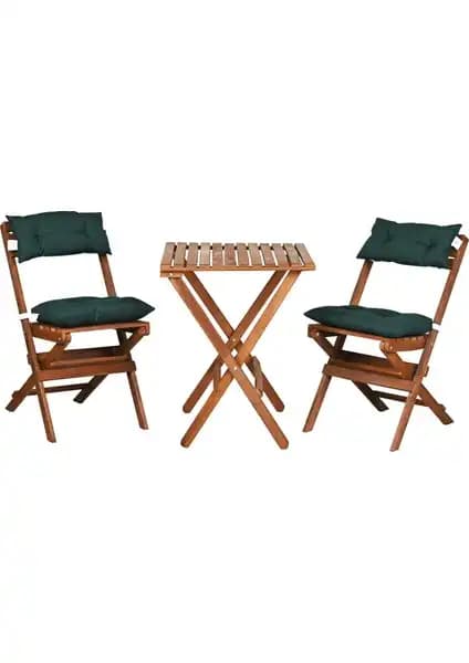 Bysay Ahşap Katlanır Minderli 3'lü Bistro Set: Dayanıklı ve Şık Dış Mekan Mobilyası