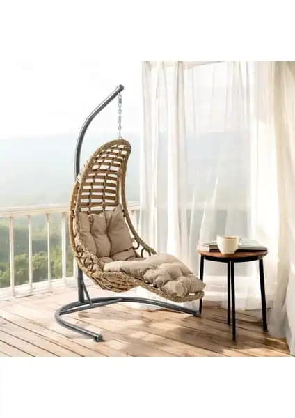 Capri Swing Bodrum Tekli Rattan Bahçe Salıncağı Doğal ve Şık Tasarımıyla Bahçenize Huzur Katar