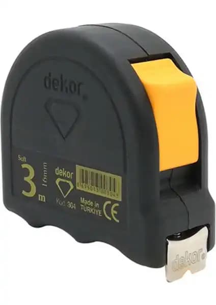 Dekor Şerit Metre Soft Touch 3m 16mm Hassas ve Dayanıklı Ölçüm Aracı