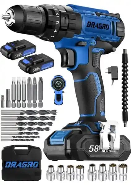 Dragro Alman 58V 5Ah Darbeli Vidalama Matkap: Yüksek Performanslı Güç Aracı
