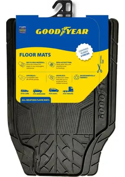 Goodyear Universal 3D Havuzlu Oto Paspasları Tüm Araçlara Uyumlu Dayanıklı ve Güvenli