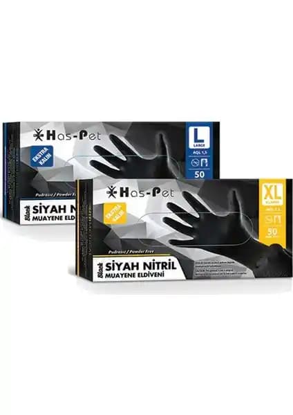 Haspet Nitril Pudrasız Ekstra Kalın Siyah Eldiven Sağlam ve Konforlu Koruma Sağlar