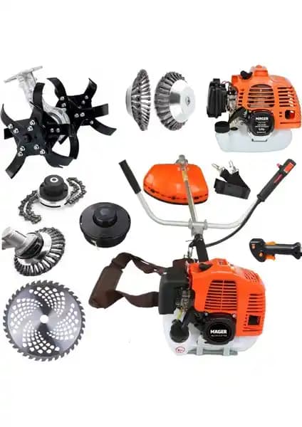 Mager 52 cc Güçlü Tırpan Seti Dört Başlık ve Çok Yönlü Bahçe Aleti