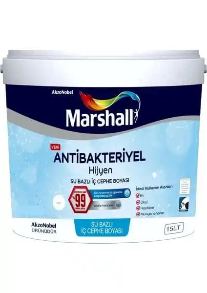 Marshall Antibakteriyel Hijyen Su Bazlı İç Cephe Boyası 15Lt ile Güvenli ve Estetik Duvarlar