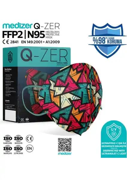 Medizer Qzer Yeni Genç Desenli FFP2 N95 Maske: Yüksek Koruma ve Şık Tasarım